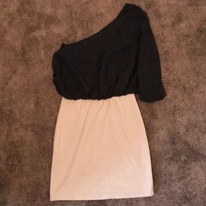 ASOS Black/Tan One Shoulder Dress